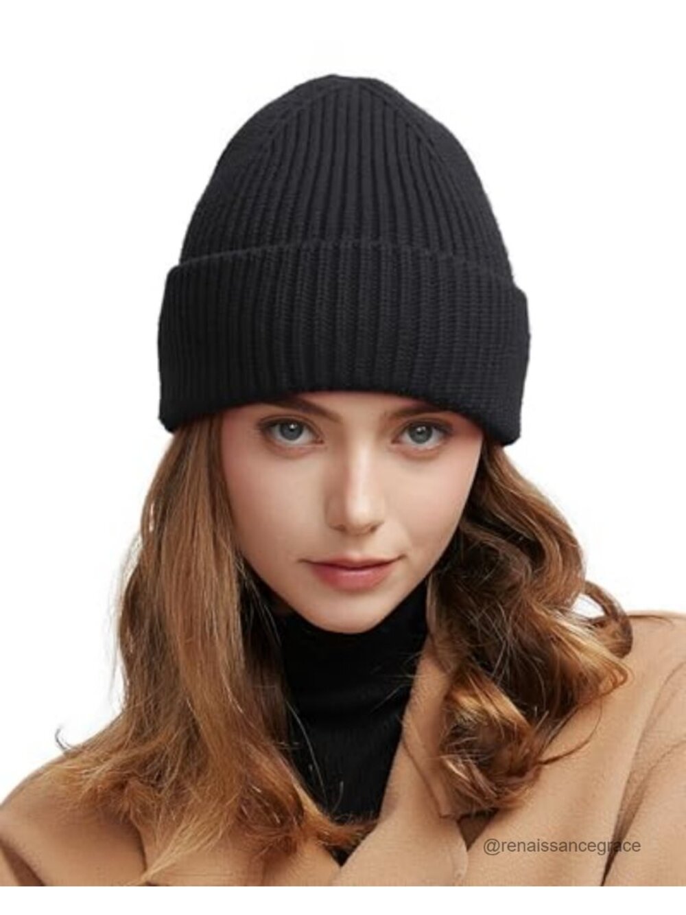 Wool Beanie for Men Women, Seamless Knit Cuffed Warm Winter Hat